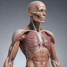 An anatomically accurate, fully detailed, whole-body image showcasing the external anatomy of a human