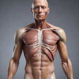 An anatomically accurate, fully detailed, whole-body image showcasing the external anatomy of a human