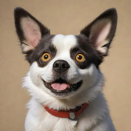 A dog in the unique and whimsical style of Studio Ghibli, with expressive eyes and a lively demeanor.