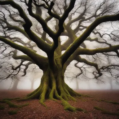 The trees in the enchanted forest stood raggedly, their branches twisted and gnarled.