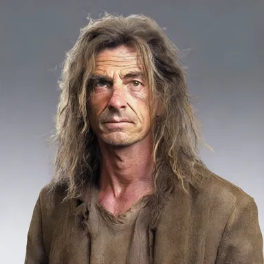 She described the character's appearance as a man with long, unkempt hair and raggedly torn clothes.