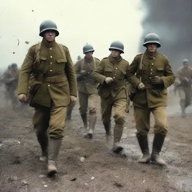 The soldiers marched raggedly across the battlefield, their uniforms torn and tattered from weeks of fighting.