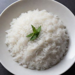 A well-cooked plate of fragrant white rice, steaming and fresh.