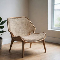 A comfortable, intricately designed chair in a well-lit room.