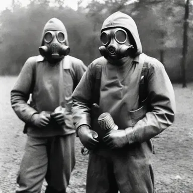 During World War II, soldiers wore gas masks protectively to shield themselves from chemical attacks.