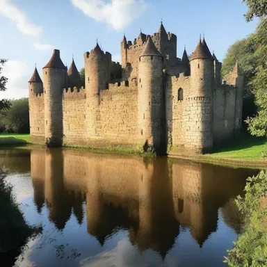 The medieval castle was surrounded by a protective moat.