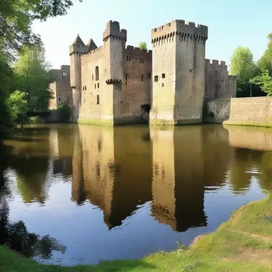 The medieval castle was surrounded by a protective moat.