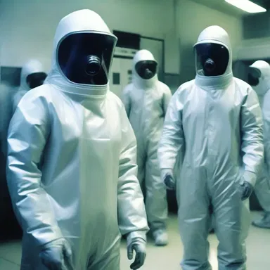 In the futuristic world, humans wore protective suits to shield themselves from harmful radiation.