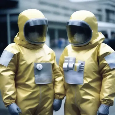In the futuristic world, humans wore protective suits to shield themselves from harmful radiation.