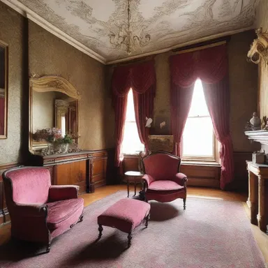 The elegant mansion had a room decorated in a Victorian style, featuring ornate furniture and wallpaper that could be described as termagant.