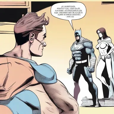 As the superhero fought against the villain, the comic book panel showed a breathless moment of suspense.