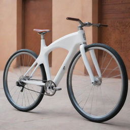 A futuristic bicycle, designed with realistic details and a touch of Moroccan aesthetic