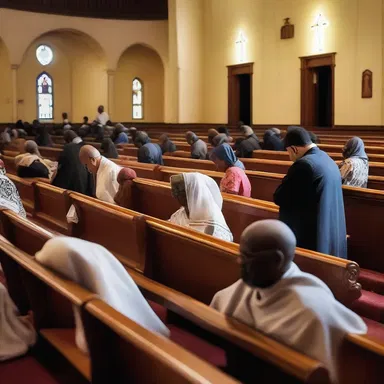 In the church, the congregation oftentimes gathers for prayer and reflection.