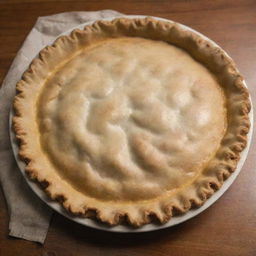 An appetizing homemade pie, with a flaky golden-brown crust and a juicy filling, accompanied by a vintage price tag indicating it costs one dollar.