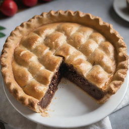 A luxurious pie, with a golden, flaky crust and an exotically rich filling, garnished with premium ingredients. A price tag of 100 dollars hints at its high-end appeal.