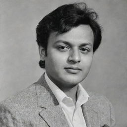 A youthful portrait of Indian actor Uttam Kumar during his early career days. He is charismatic, dressed in the style of the times, and his face reflects the authenticity and candor that characterized his performances.