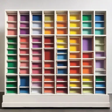 The artist used a sorter machine to organize different colors of paint according to their shades.