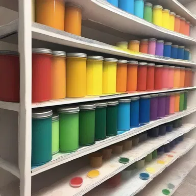 The artist used a sorter machine to organize different colors of paint according to their shades.
