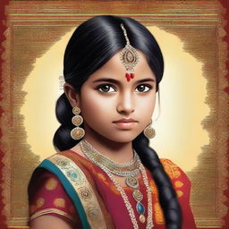 An image of a young Indian girl in traditional attire