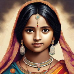 An image of a young Indian girl in traditional attire