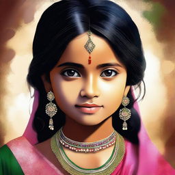 An image of a young Indian girl in traditional attire