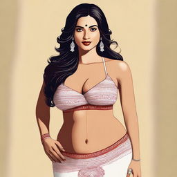 A tasteful, high-quality digital art image of an attractive Indian woman