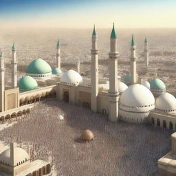 A high-quality digital art depiction of Madinah during the time of Prophet Muhammad