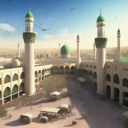 A high-quality digital art depiction of Madinah during the time of Prophet Muhammad