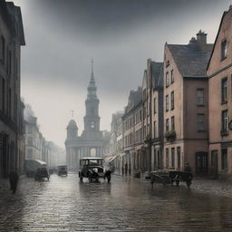 A high-quality digital art depiction of a German city during World War I