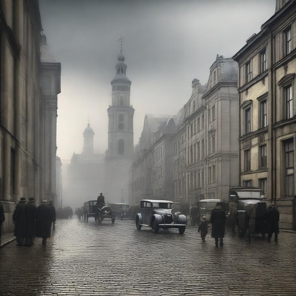 A high-quality digital art depiction of a German city during World War I