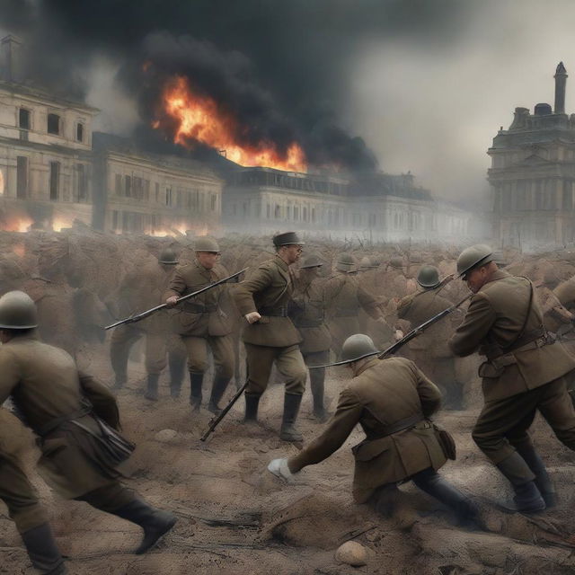 The digital art now depicts a dramatic scene of Adolf Hitler and his army engaged in battle with American forces