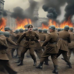 The digital art now depicts a dramatic scene of Adolf Hitler and his army engaged in battle with American forces