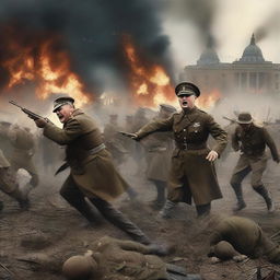 The digital art now depicts a dramatic scene of Adolf Hitler and his army engaged in battle with American forces