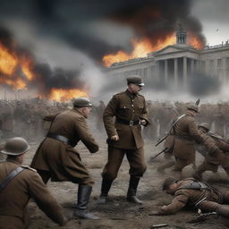 The digital art now depicts a dramatic scene of Adolf Hitler and his army engaged in battle with American forces