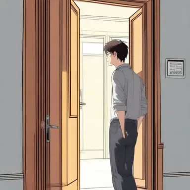 In the suspenseful scene, the protagonist carefully opened the door noiselessly to avoid attracting attention.