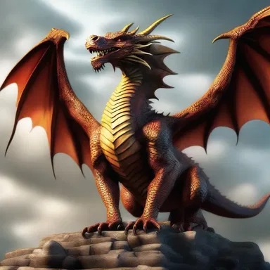 According to mythology, the dragon was defeated by the hero who used a strong drag to bring it down from the sky.