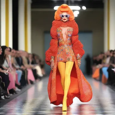 He confidently strutted down the runway in a stunning drag ensemble, showcasing his creativity and bold fashion choices.