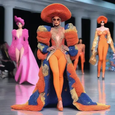 He confidently strutted down the runway in a stunning drag ensemble, showcasing his creativity and bold fashion choices.