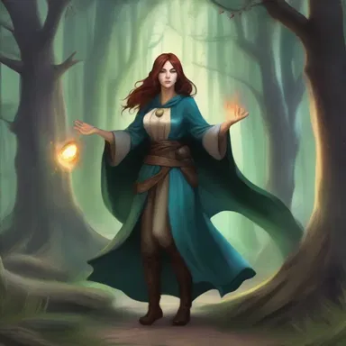 The sorceress used her magic to drag the hero away from the enchanting forest.