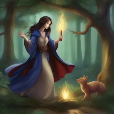 The sorceress used her magic to drag the hero away from the enchanting forest.