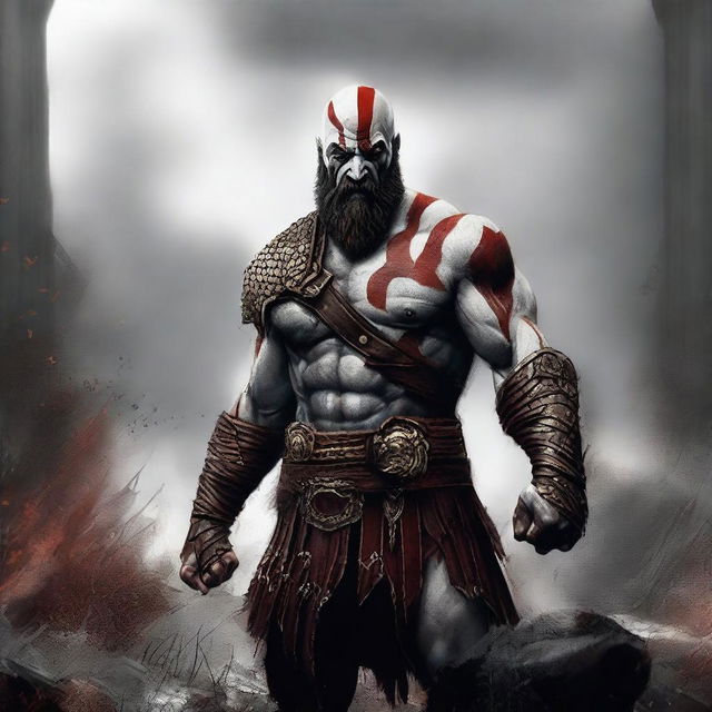 A dramatic digital art image now introduces Kratos, the God of War, arriving at the scene of the fallen Roman soldiers