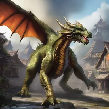 As the dragon inhaled deeply, it seemed to drag the very life force out of the surrounding village.