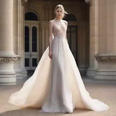 The flowing gown seemed to drag the air around it, creating an ethereal yet dramatic effect.