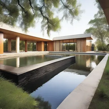 The architects decided to drag the lake adjacent to the property to incorporate a water feature into the building's design.