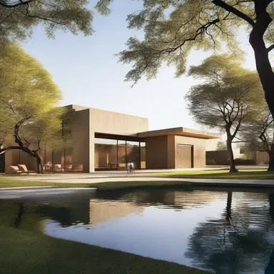 The architects decided to drag the lake adjacent to the property to incorporate a water feature into the building's design.