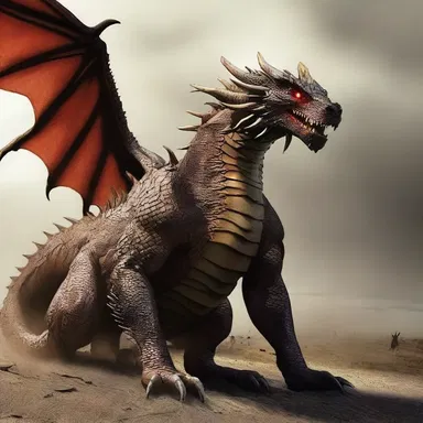 The dragon's enormous tail left deep furrows in the ground as it dragged itself across the battlefield.