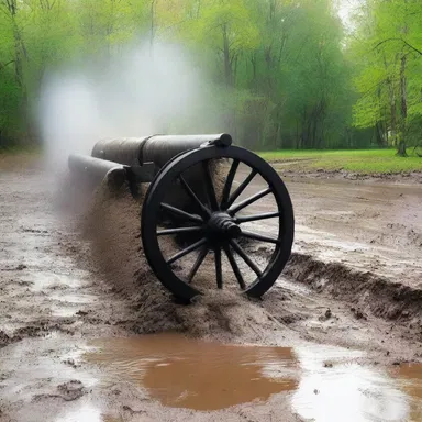 During the American Revolutionary War, soldiers would drag cannons through the mud to position them for battle.