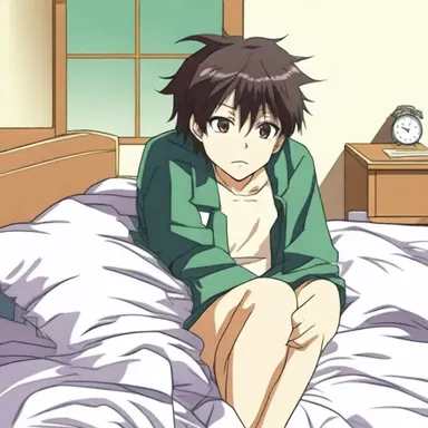 In the anime series, the protagonist had to drag himself out of bed every morning in order to go to school.