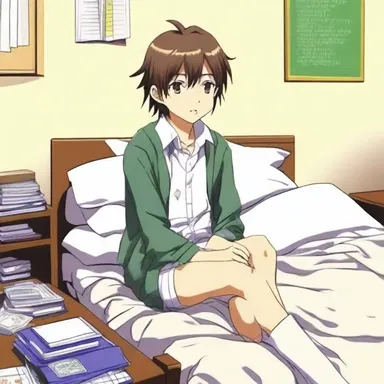 In the anime series, the protagonist had to drag himself out of bed every morning in order to go to school.
