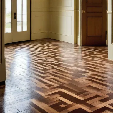 The entryway of the house had a beautiful drag pattern on the floor, created by the movement of people over the years.